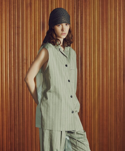ブラウス シャツ バックタフタスリーブレスシャツ / Back Taffeta  Sleeveless Shirt レディース