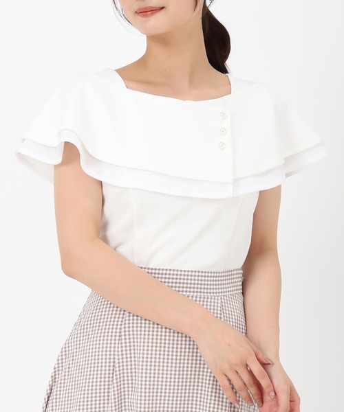 MISCH MASCH（ミッシュマッシュ） ブラウス シャツ アシメケープパール