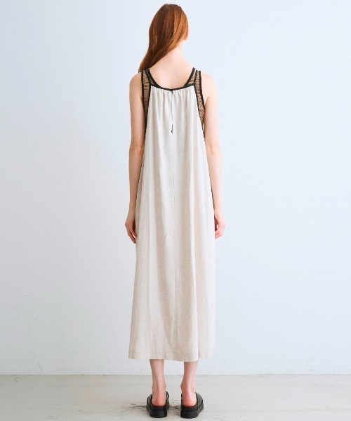 three dots（スリー ドッツ） ワンピース レーヨンリネン ドレス 
