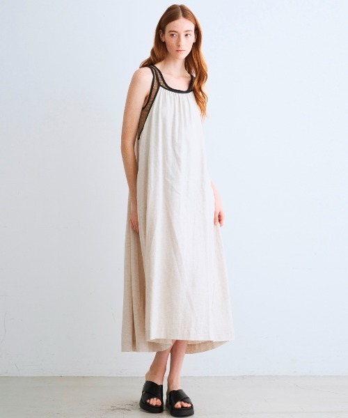 【新品タグ付】 three dots コットン100% ワンピース S three dots（スリー ドッツ） ワンピース レーヨンリネン ドレス