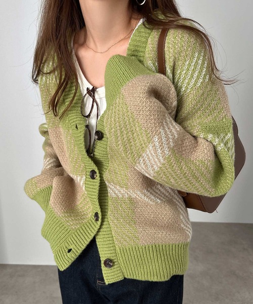 「andme」 「alma design」ニットカーディガン M ベージュ レディース_画像2