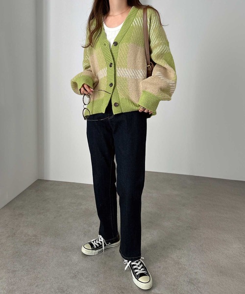 「andme」 「alma design」ニットカーディガン M ベージュ レディース_画像3