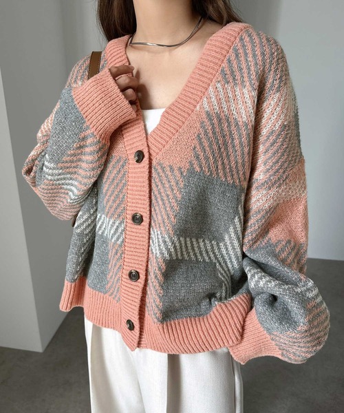 「andme」 「alma design」ニットカーディガン M ベージュ レディース_画像4