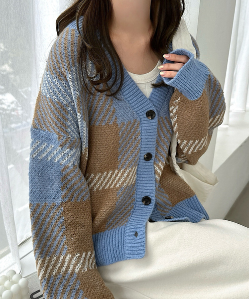 「andme」 「alma design」ニットカーディガン M ベージュ レディース_画像5