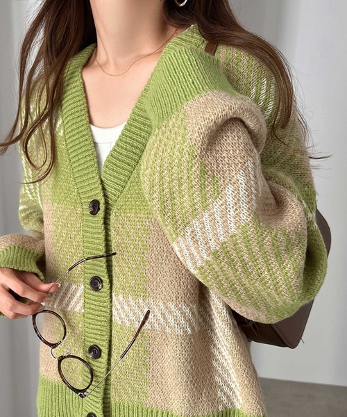 「andme」 「alma design」ニットカーディガン M ベージュ レディース_画像8