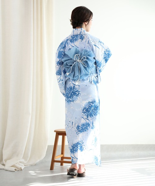 Kumikumi　浴衣/ポリ　多色花柄 浴衣単品 10枚セット Girly Doll 浴衣 爽やかな配色。浴衣9点セット 和風花柄 水色