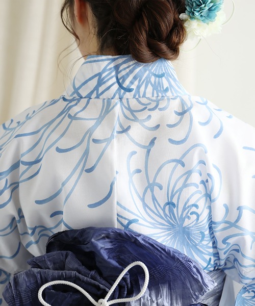 aimoha 浴衣 花模様コットン浴衣4点セット ゆかた・へこ帯・下駄