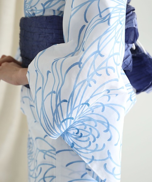 ゆかたむページ aimoha 浴衣 花模様コットン浴衣4点セット ゆかた・へこ帯・下駄