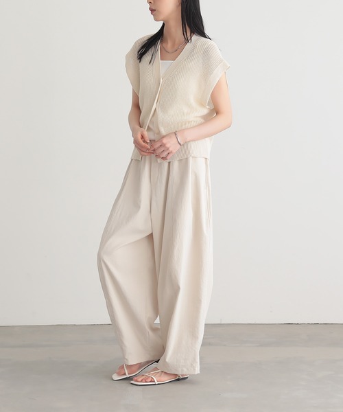 for/c ベスト ジレ ドライタッチニットノースリーブカーディガン