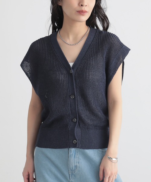 for/c ベスト ジレ ドライタッチニットノースリーブカーディガン