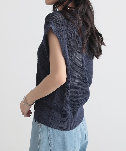 for/c ベスト ジレ ドライタッチニットノースリーブカーディガン