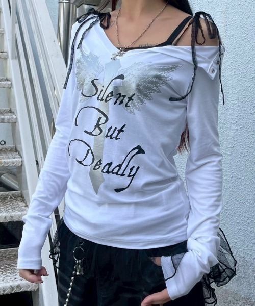 tシャツ 「SETUP‐EXE」V-NECK CROSS TOP レディース