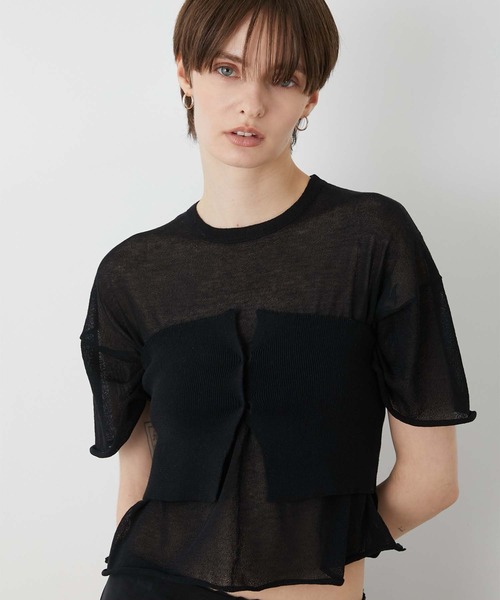 【LA PEAU DE GEM】twin knit ツインニット ブラック la peau de gem（ラポドゥジェム） ニット セーター 「LA PEAU DE GEM