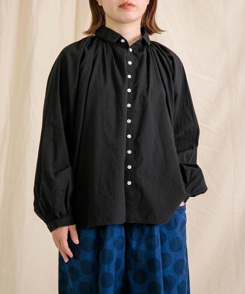 Brocante　ブロカント　襟フリル 50ブロードヴロンブラウス　日本製 Brocante ブロカント 襟フリル 50ブロードヴロンブラウス 日本製