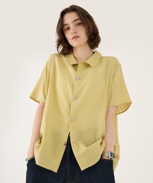 ONCILY（オンシェリー） シャツ 半袖 SILVER BUTTON REGULAR COLLAR