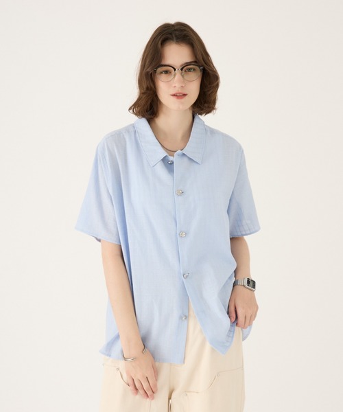 ONCILY（オンシェリー） シャツ 半袖 SILVER BUTTON REGULAR COLLAR