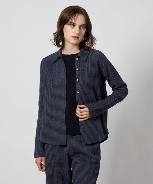 ブラウス シャツ 「Steven Alan」クレープ チェック ロングスリーブ シャツ レディース