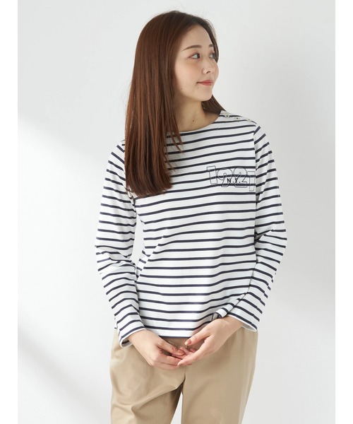 tシャツ 刺繍ボーダーTシャツ レディース