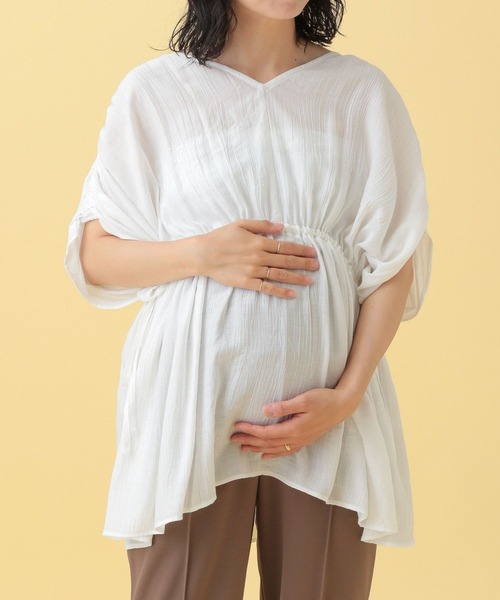 LEPSIM マタニティ 「産前・産後対応」マタニティ／Vネックギャザー