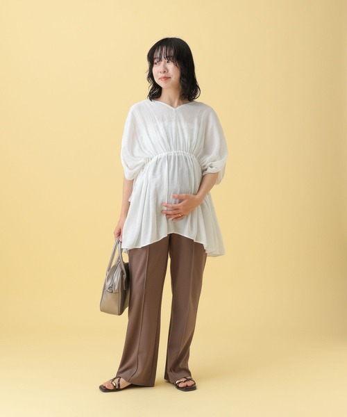 LEPSIM マタニティ 「産前・産後対応」マタニティ／Vネックギャザー