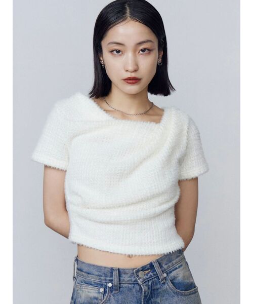 tシャツ テクスチャードレープトップ レディース