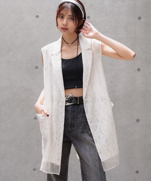 tシャツ シアーレースジレ レディース