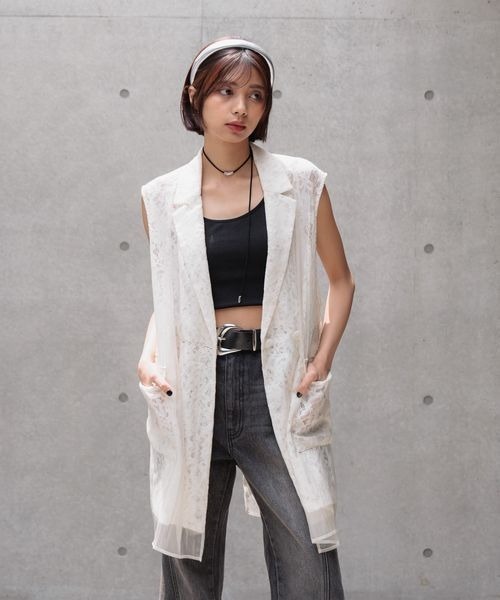ハレページ PAGEBOY tシャツ シアーレースジレ レディース : ZOZOTOWN Yahoo