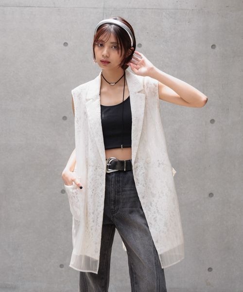 PAGEBOY（ページボーイ） tシャツ シアーレースジレ レディース