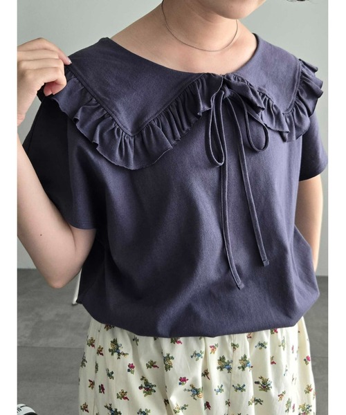 新品タグ付き　サマンサモスモス　ウール混セーラーカラー2WAY刺繍スタジャン　茶 Samansa Mos2（サマンサモスモス） tシャツ セーラー襟Tシャツ