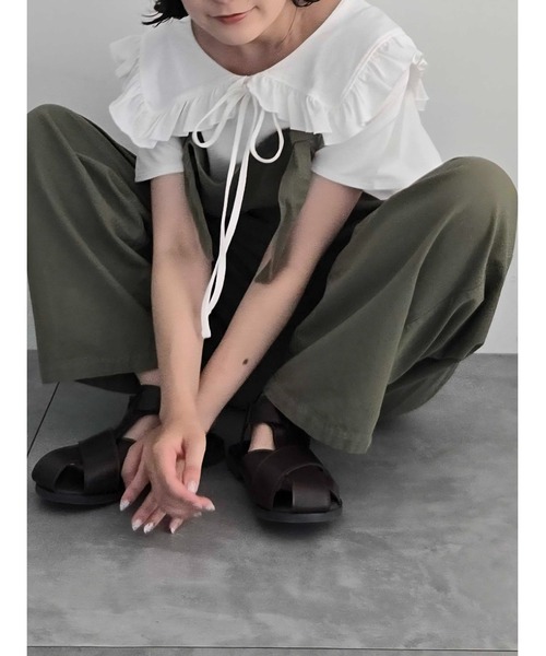 のんたん【未使用に近い】: 人気ホワイト セーラー襟 の半袖Tシャツ Samansa Mos2（サマンサモスモス） tシャツ 半袖 セーラー襟Tシャツ