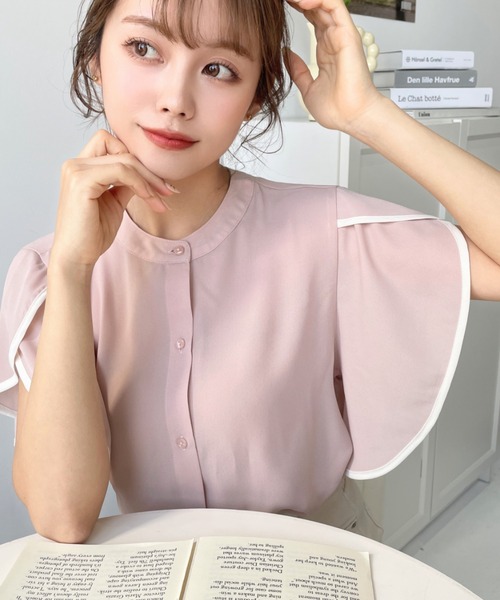「moment+」 半袖ブラウス L ライトベージュ レディース