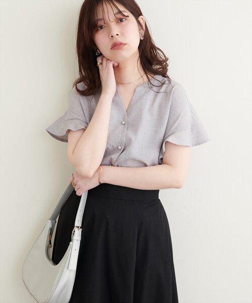 「natural couture」 半袖ブラウス FREE グレー レディース_画像3