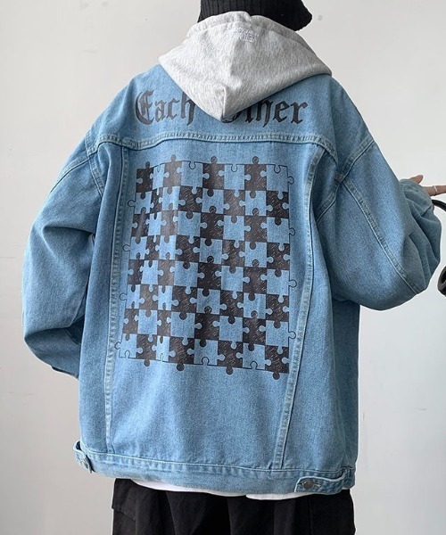 『RIPNDIP』　デニムジャケット　バック刺繍ロゴ　希少　ライトブルー　【L】 RIPNDIP』 デニムジャケット バック刺繍ロゴ 希少 ライトブルー 【L】