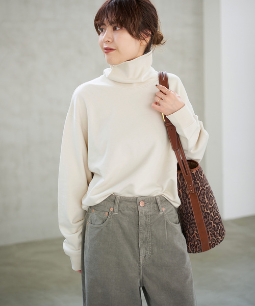 スピックアンドスパン　裏毛ハイネックプルオーバー Spick＆Span トレーナー スウェット 「WEB限定追加」裏毛