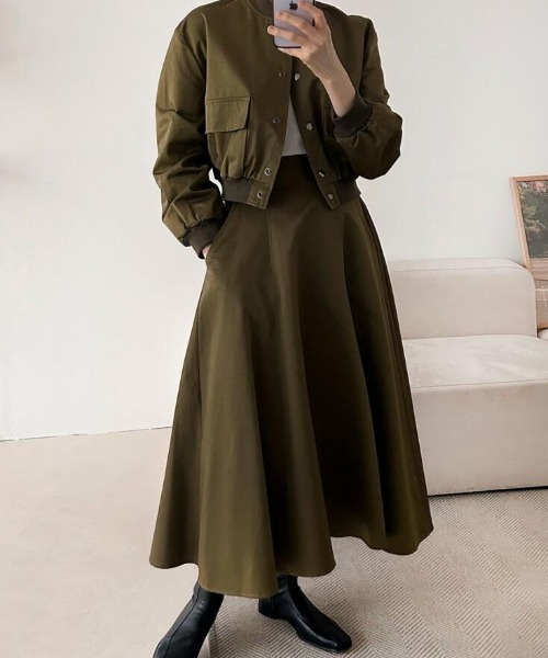 セットアップ ポケットデザイン ショートジャケット スカートセット