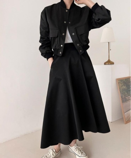 セットアップレディースジャケット＋スカート 全3色 大きいサイズ 2点 おしゃれ ゆったりセットアップ トップス
