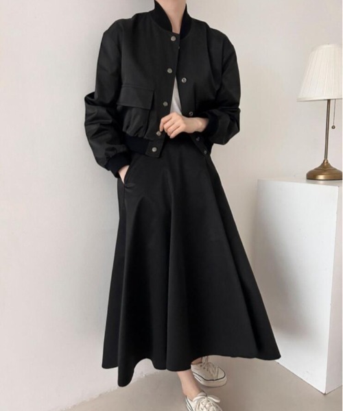 セットアップ ポケットデザイン ショートジャケット スカートセット