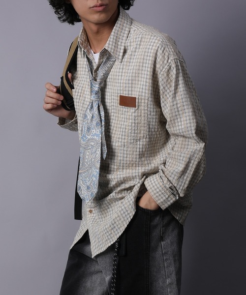 【OLIVE】<SEASONAL COLLECTION>ジャカード チェック シャツ シャツ HOOK -original- 古着風ジャカードチェック柄シャツ メンズ
