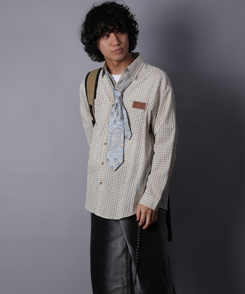 シャツ HOOK -original- 古着風ジャカードチェック柄シャツ メンズ