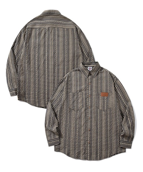 シャツ HOOK -original- 古着風ジャカードチェック柄シャツ メンズ