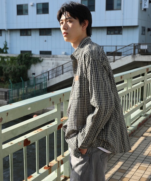 シャツ HOOK -original- 古着風ジャカードチェック柄シャツ メンズ