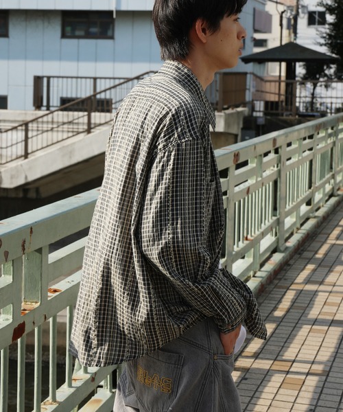 シャツ HOOK -original- 古着風ジャカードチェック柄シャツ メンズ