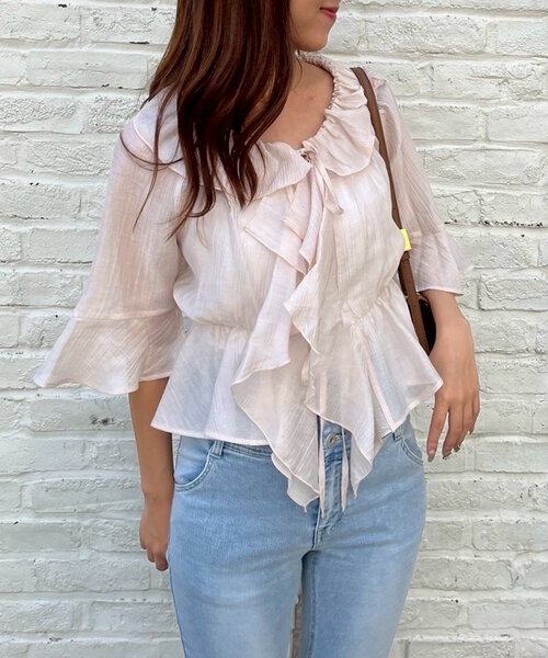 「continuer de NICE CLAUP」 半袖ブラウス FREE アイボリー レディース_画像9