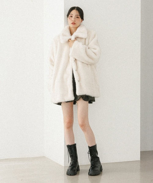 Heather（ヘザー） コート アウター MIXファーミドルジャケット 604695