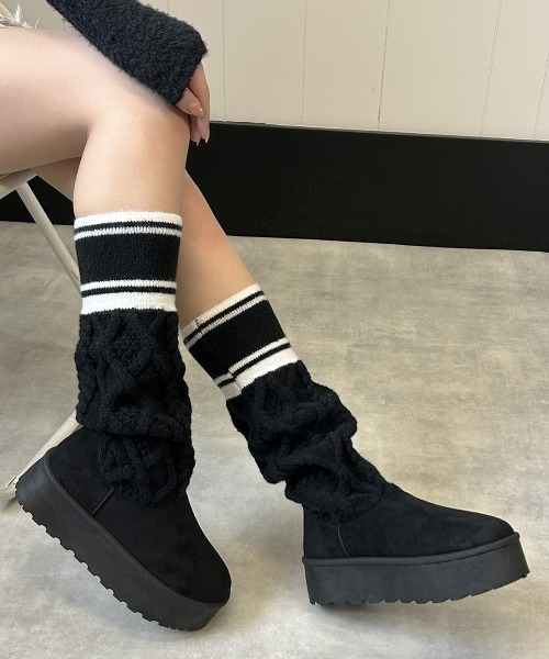 DEMETER（デメテル） ブーツ 厚底 リブニットソックス ムートンブーツ