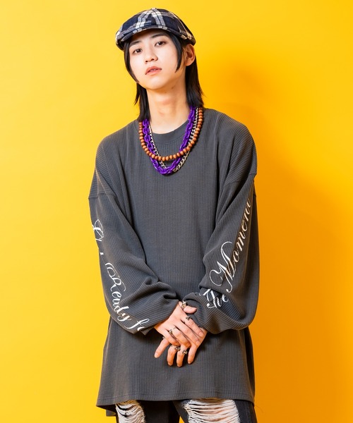 tシャツ a.p.o.v. スリーブロゴプリントオーバーサイズコットン
