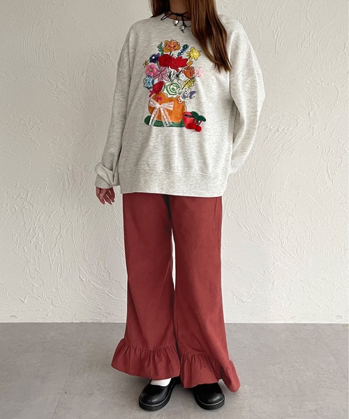kutir（クティール） パンツ コーデュロイフリルフレアパンツ