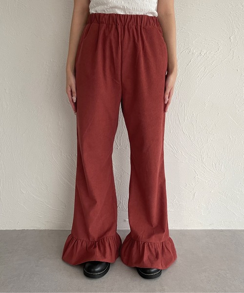 kutir（クティール） パンツ コーデュロイフリルフレアパンツ