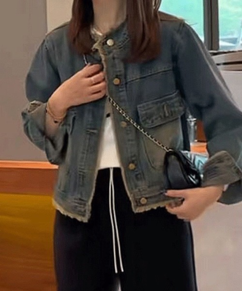 CADBURY（キャドバリー） デニムジャケット gジャン ノーカラーデニム