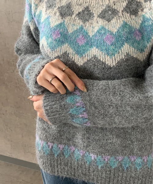 Maison Calme ニット セーター 「25年秋冬新作」ノルディック柄ニット